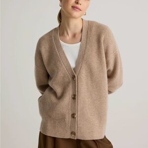 Quince Mongolian Cashmere Fisherman Boxy Cropped Cardigan Sweater, Excellent, S